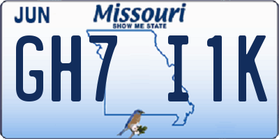 MO license plate GH7I1K
