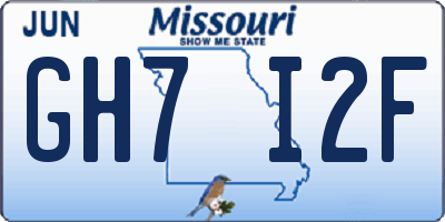 MO license plate GH7I2F