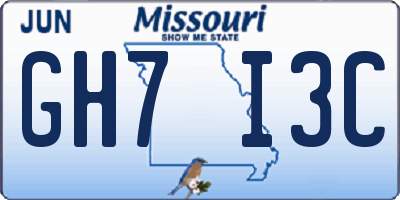 MO license plate GH7I3C