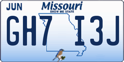 MO license plate GH7I3J