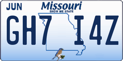 MO license plate GH7I4Z
