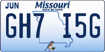 MO license plate GH7I5G