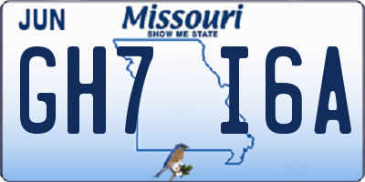 MO license plate GH7I6A