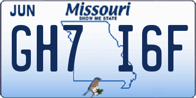 MO license plate GH7I6F