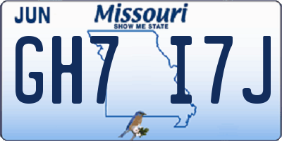 MO license plate GH7I7J