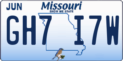 MO license plate GH7I7W
