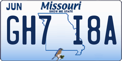 MO license plate GH7I8A