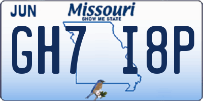 MO license plate GH7I8P
