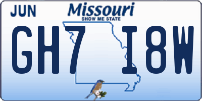 MO license plate GH7I8W