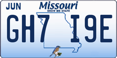 MO license plate GH7I9E