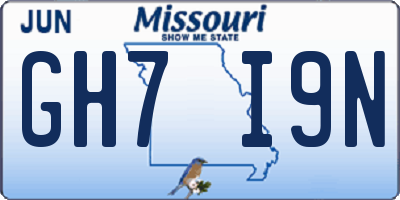 MO license plate GH7I9N