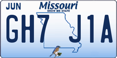 MO license plate GH7J1A