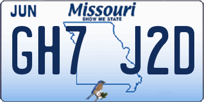 MO license plate GH7J2D