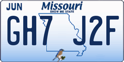 MO license plate GH7J2F