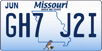MO license plate GH7J2I