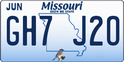 MO license plate GH7J2O