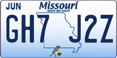 MO license plate GH7J2Z