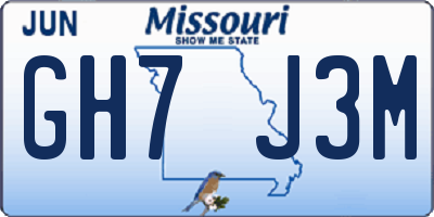 MO license plate GH7J3M