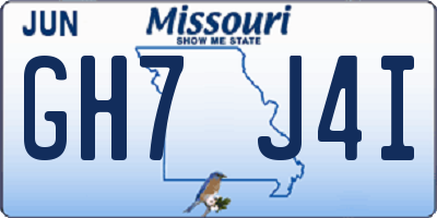 MO license plate GH7J4I