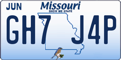 MO license plate GH7J4P