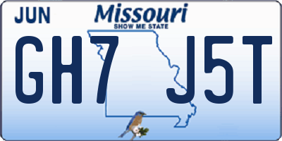 MO license plate GH7J5T