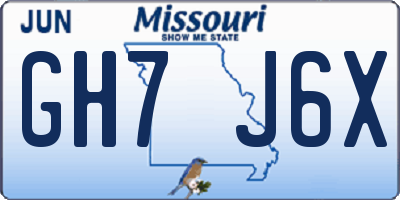 MO license plate GH7J6X