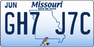 MO license plate GH7J7C