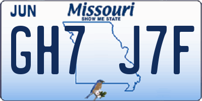 MO license plate GH7J7F