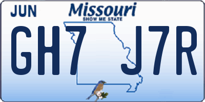 MO license plate GH7J7R