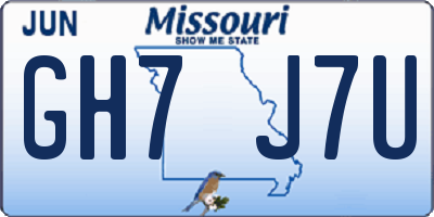 MO license plate GH7J7U
