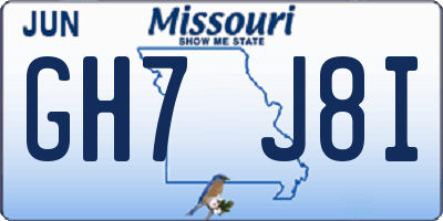 MO license plate GH7J8I