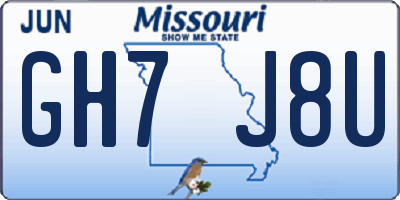 MO license plate GH7J8U