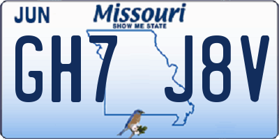 MO license plate GH7J8V