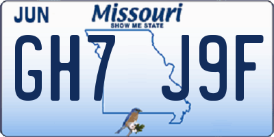 MO license plate GH7J9F