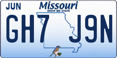 MO license plate GH7J9N
