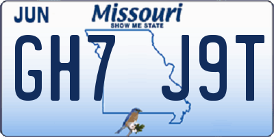 MO license plate GH7J9T