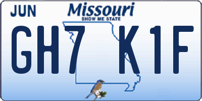 MO license plate GH7K1F