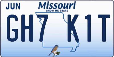 MO license plate GH7K1T