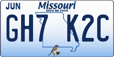 MO license plate GH7K2C