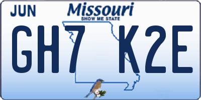 MO license plate GH7K2E