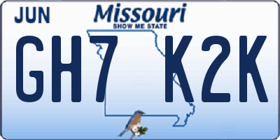 MO license plate GH7K2K