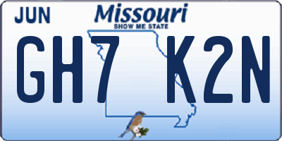 MO license plate GH7K2N