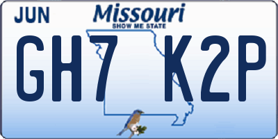 MO license plate GH7K2P
