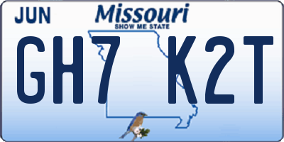 MO license plate GH7K2T