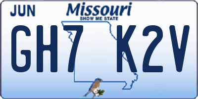 MO license plate GH7K2V