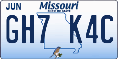 MO license plate GH7K4C