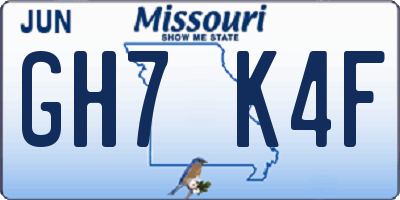 MO license plate GH7K4F