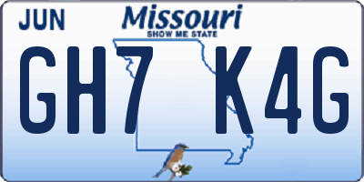 MO license plate GH7K4G