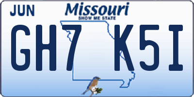 MO license plate GH7K5I