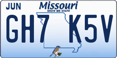 MO license plate GH7K5V